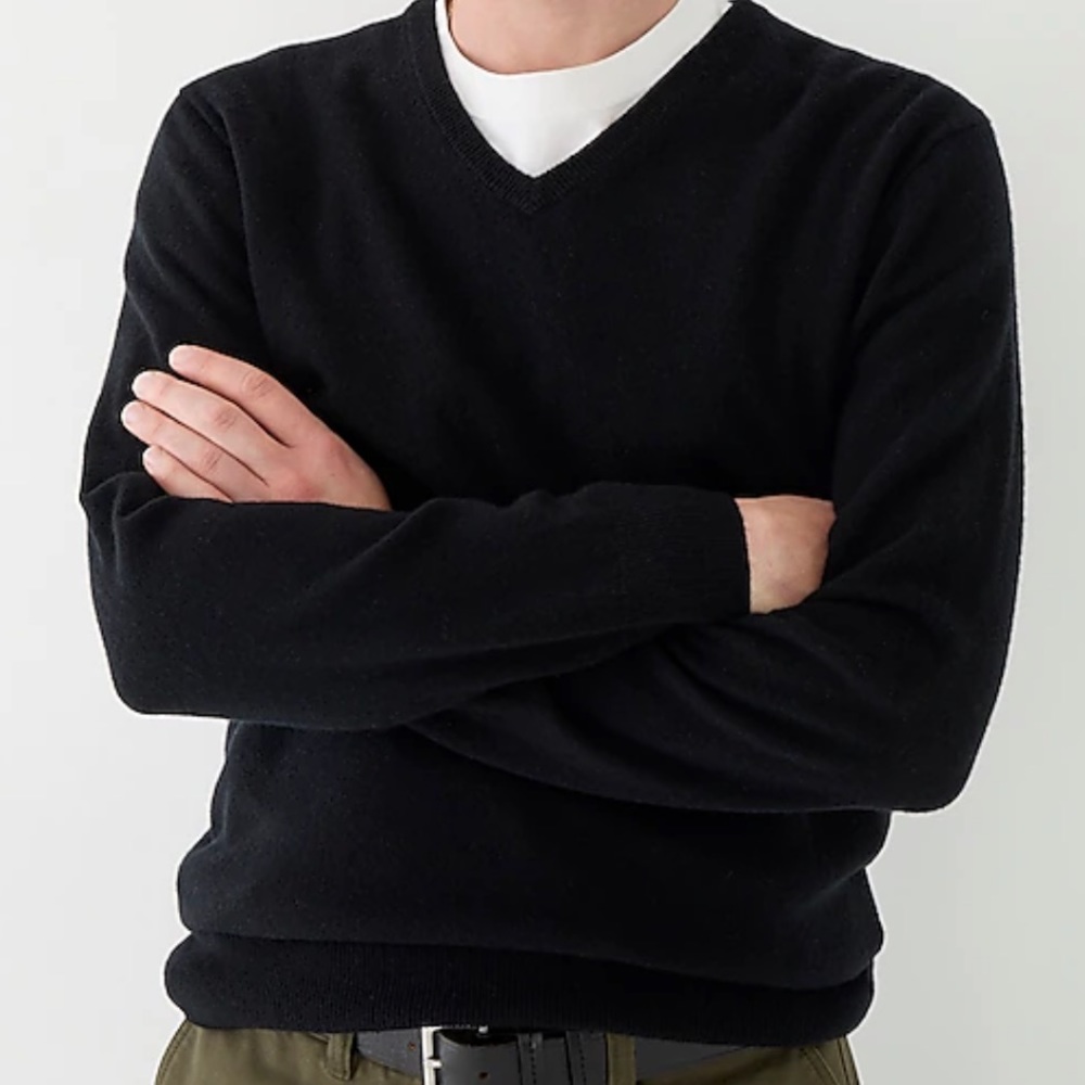 J.Crew black men’s merino wool sweater v neck